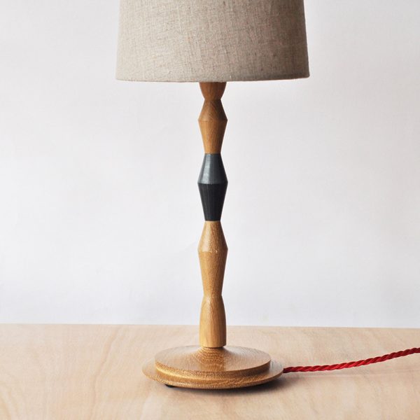 Hand painted black wooden lamp #343