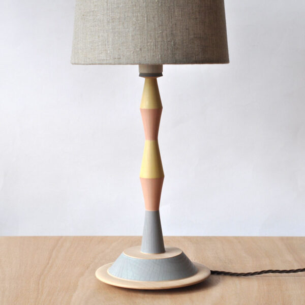 painted wooden table lamp